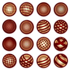 Red golden planet symbols, vector