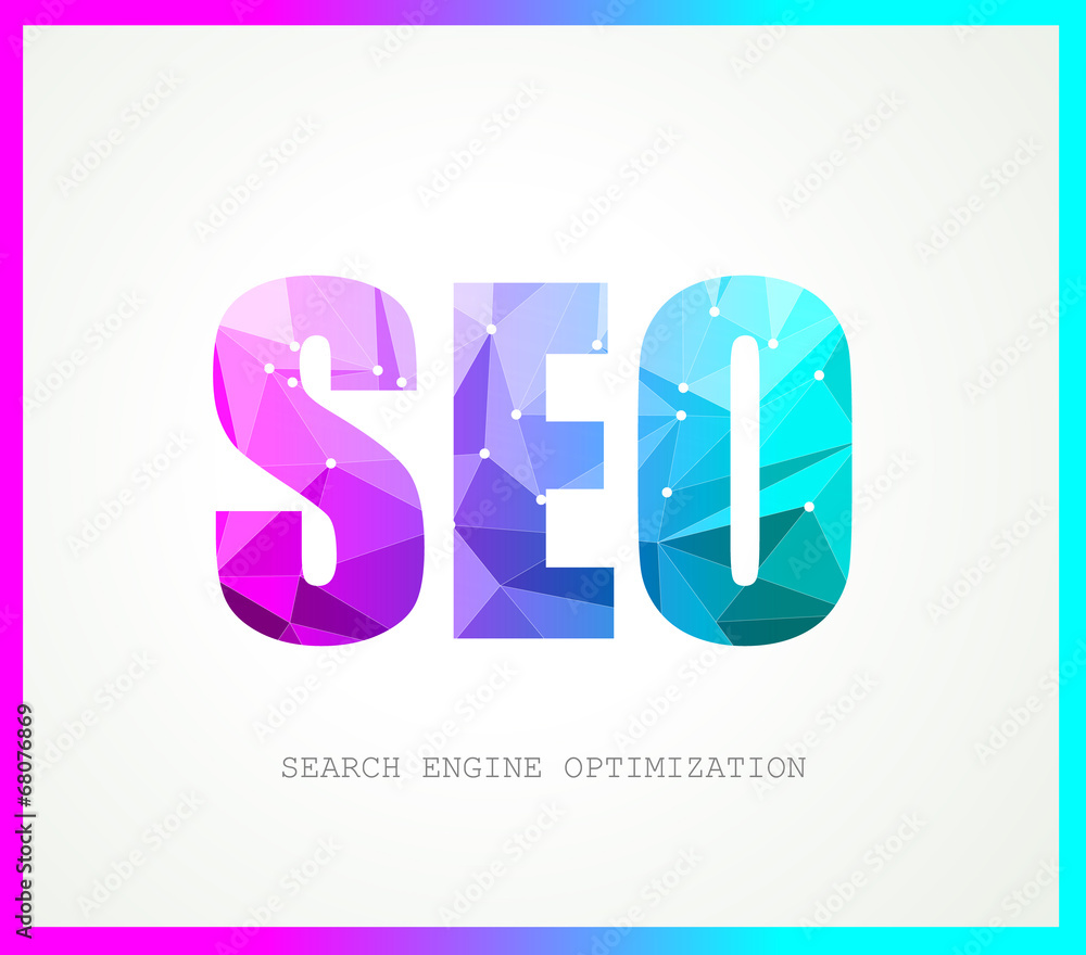 Poster seo search engine optimization concept with abstract designs