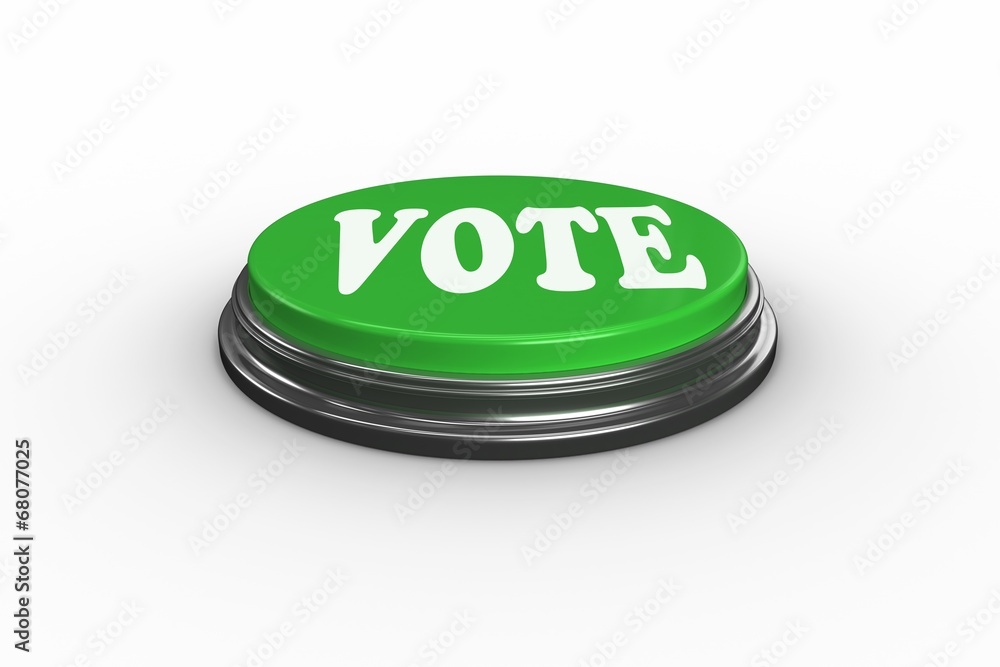 Poster Vote on digitally generated green push button
