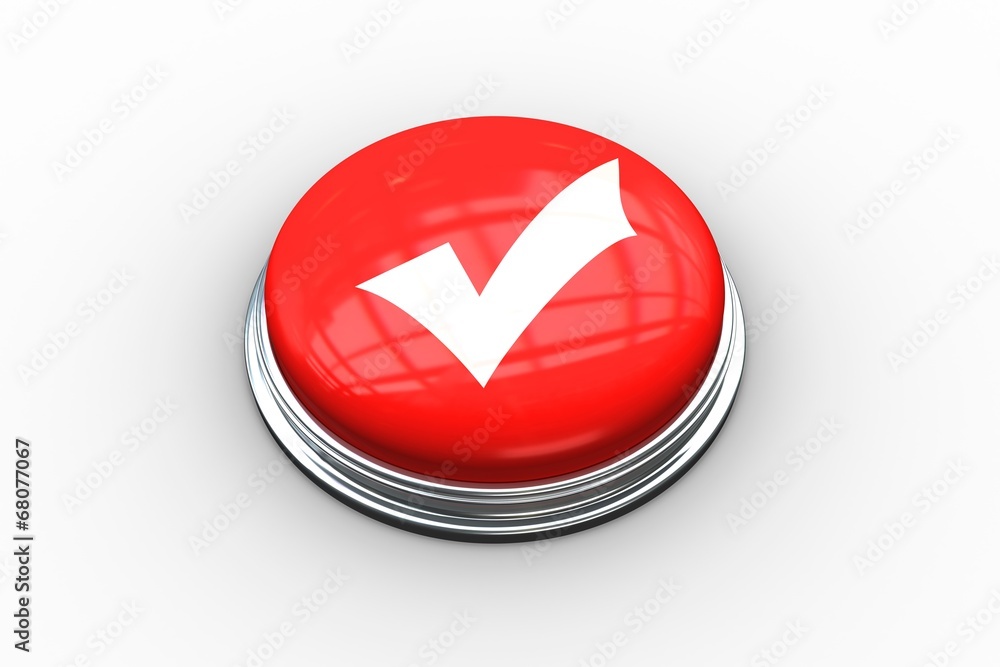Poster Composite image of tick symbol graphic on button