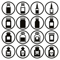 Fototapeta premium Medical bottles icon set.