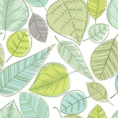 Beautiful spring leaves seamless pattern.