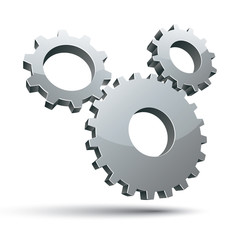 3 gears 3d vector icon.