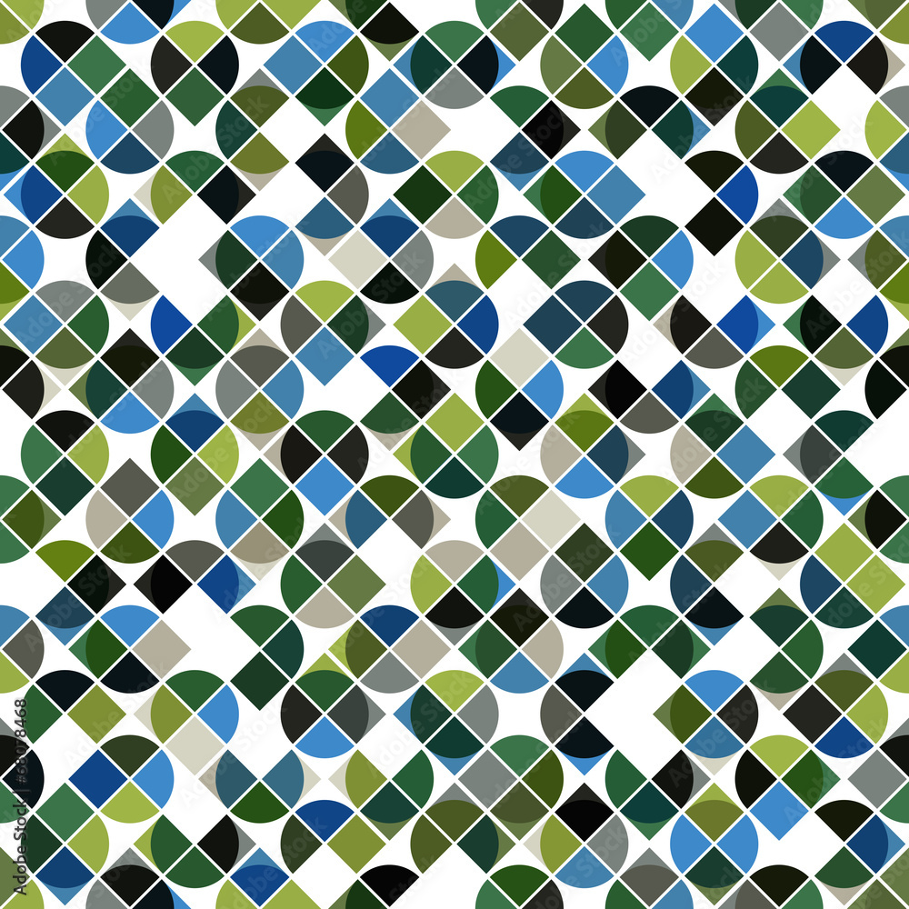 Poster abstract mosaic retro seamless pattern in green.