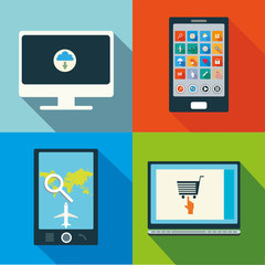 mobile and computer  icons illustration