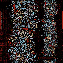 Seamless music abstract background with notes.
