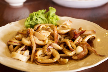 Stir fried fresh squid