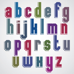 Vector geometric alphabet, condensed retro font.