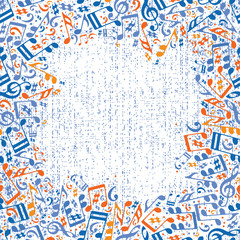 Musical notes frame with grunge texture.