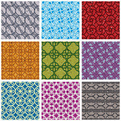 Colorful vintage tiles seamless patterns set 2.