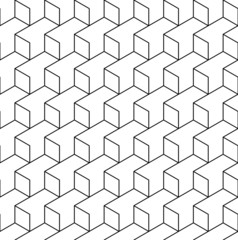 Black and white geometric seamless pattern with line and rhombus