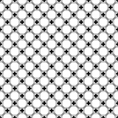 Black and white geometric seamless pattern with line and round c