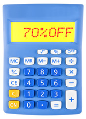 Calculator with 70%OFF on display on white background