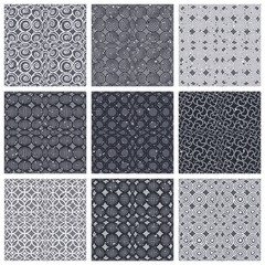 Retro style tiles seamless patterns set.