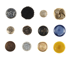 Multiple cloth buttons isolated