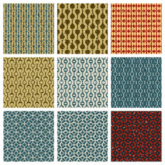 Vintage style aged seamless tiles patterns set.