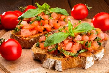 bruschetta with tomatoes and basil