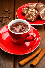 hot chocolate with delicious cake