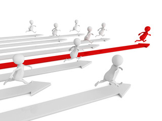 3d men running. competition human race concept