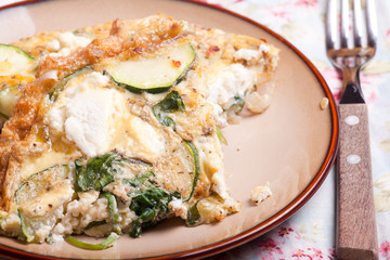 courgette, spinach and ricotta cheese omlet