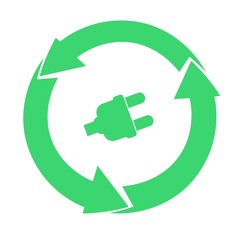 Prise électrique dans un symbole recyclage
