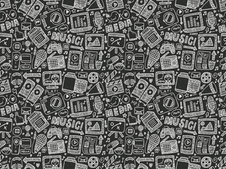 Obraz premium seamless doodle media pattern