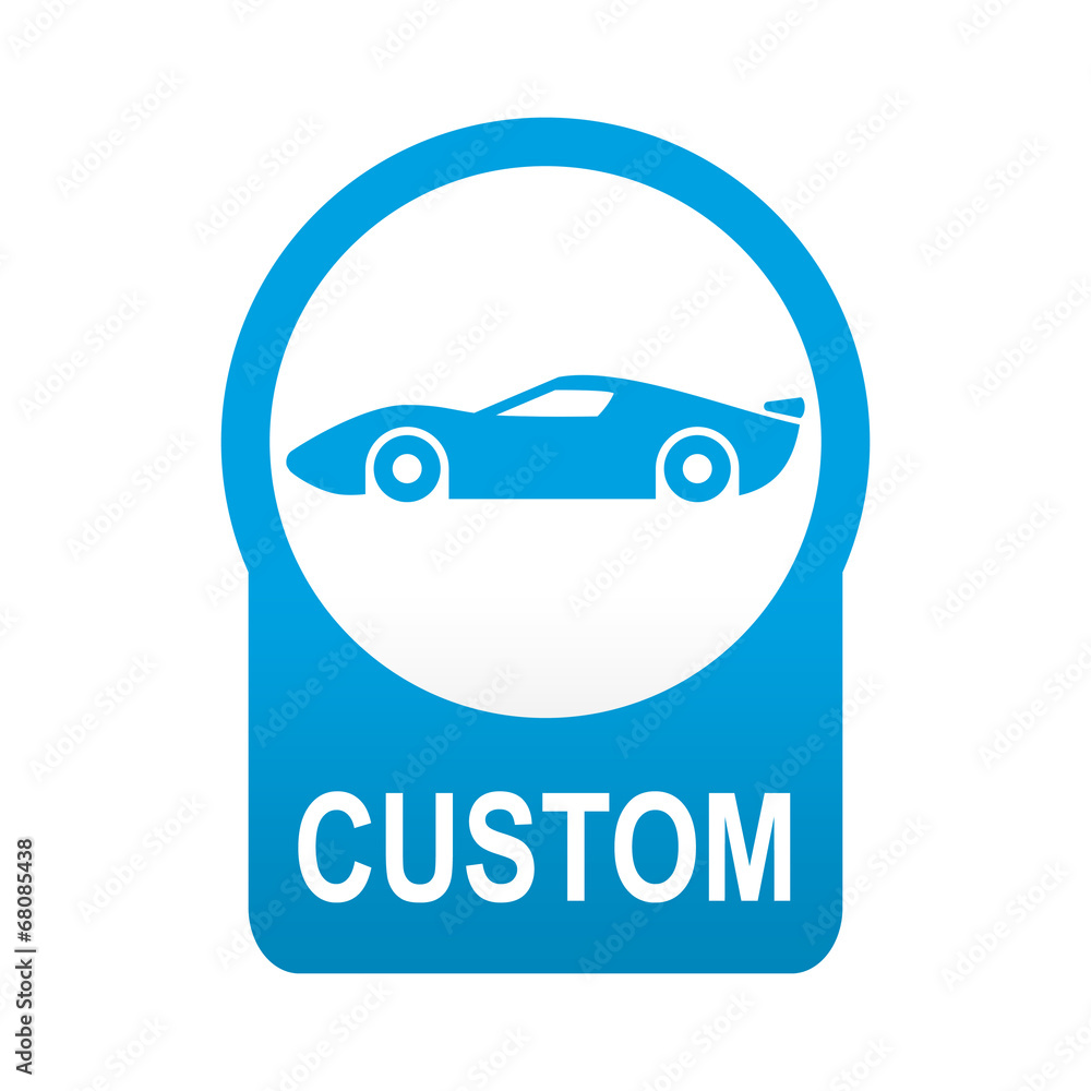 Poster etiqueta tipo app redonda azul custom coches