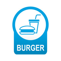 Etiqueta redonda azul BURGER