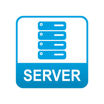 Etiqueta tipo app azul SERVER