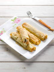 cannelloni with vegetables and fresh salmon