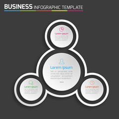 3-Step process infographics dark vector background