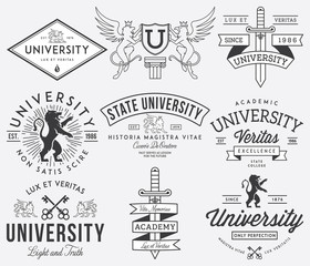 College and University badges Black