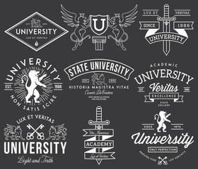 College and University badges White on Black