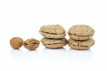 walnut  cookies isolated on white background
