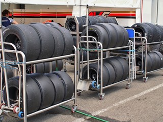 Formula tyres in teh paddock