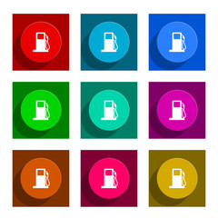 petrol flat icon vector set