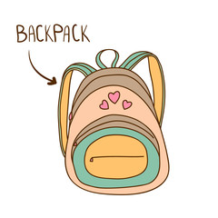 Sketchy illustration of fashionable woman's backpack