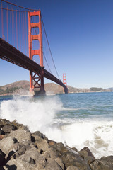 Golden Gate Bridge with the waves