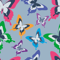 Fototapeta na wymiar Seamless pattern with colorful butterflies