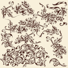 Fototapeta premium Collection of vector swirls for design
