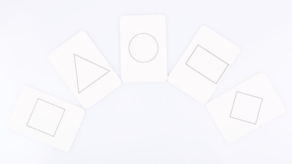 Educational cards with color geometric shapes, isolated on