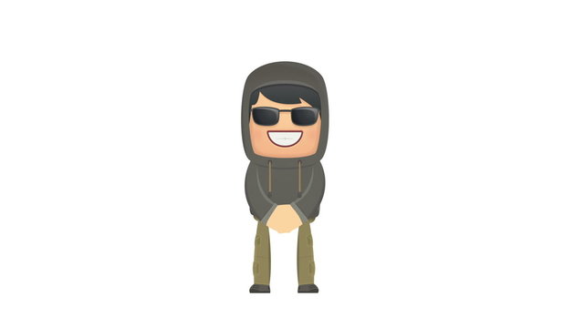 hacker character dances. alfa matte. seamless looping.