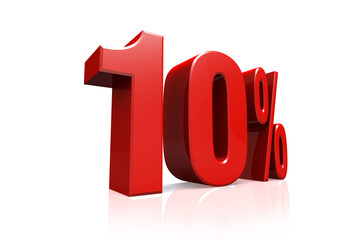 3D render text in 10 percent in red