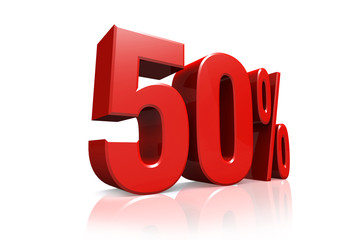 3D render text in 50 percent in red