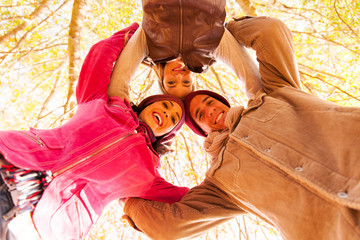 underneath view of group of friends