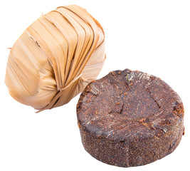 Palm sap sugar on a white background 