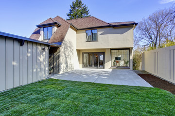 English tutor house exterior. Backyard view