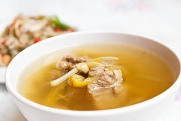 Lily flower and sparerib soup.
