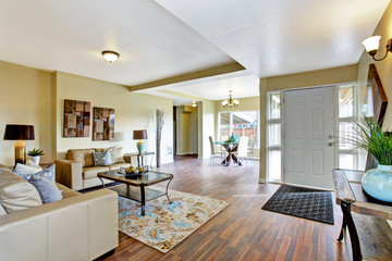 House interior. Living room with dining area