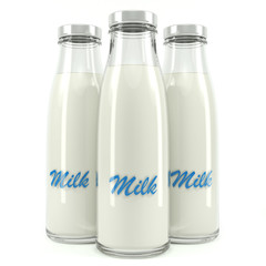 Milk bottles isolated